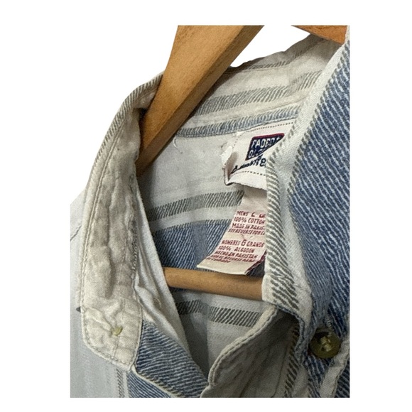 Faded Glory Men's Blue and Gray Striped Shirt - Picture 2 of 3